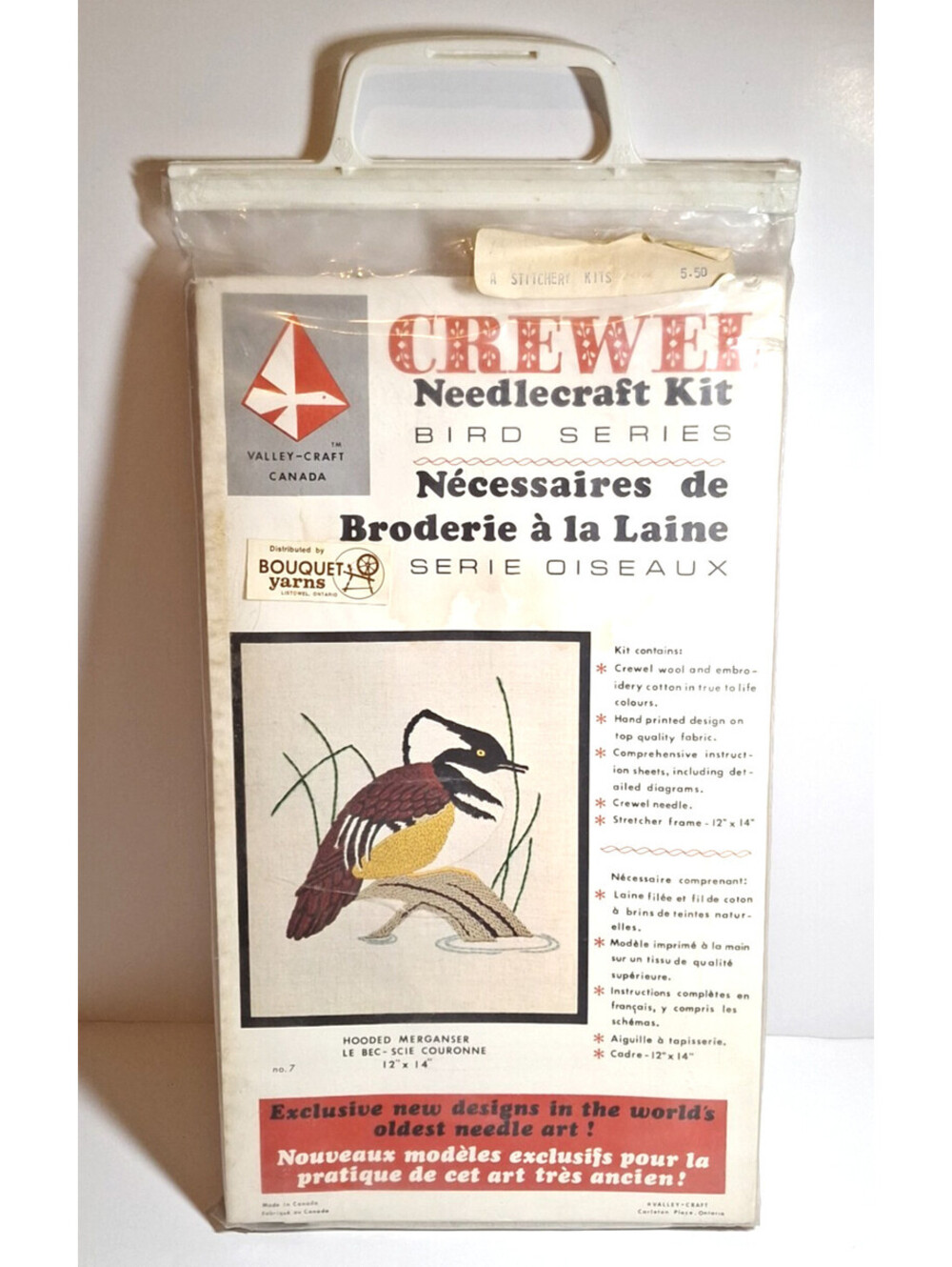 Crewel Hooded Merganser Series Needlecraft Kit No 7 Canada Valley Craft